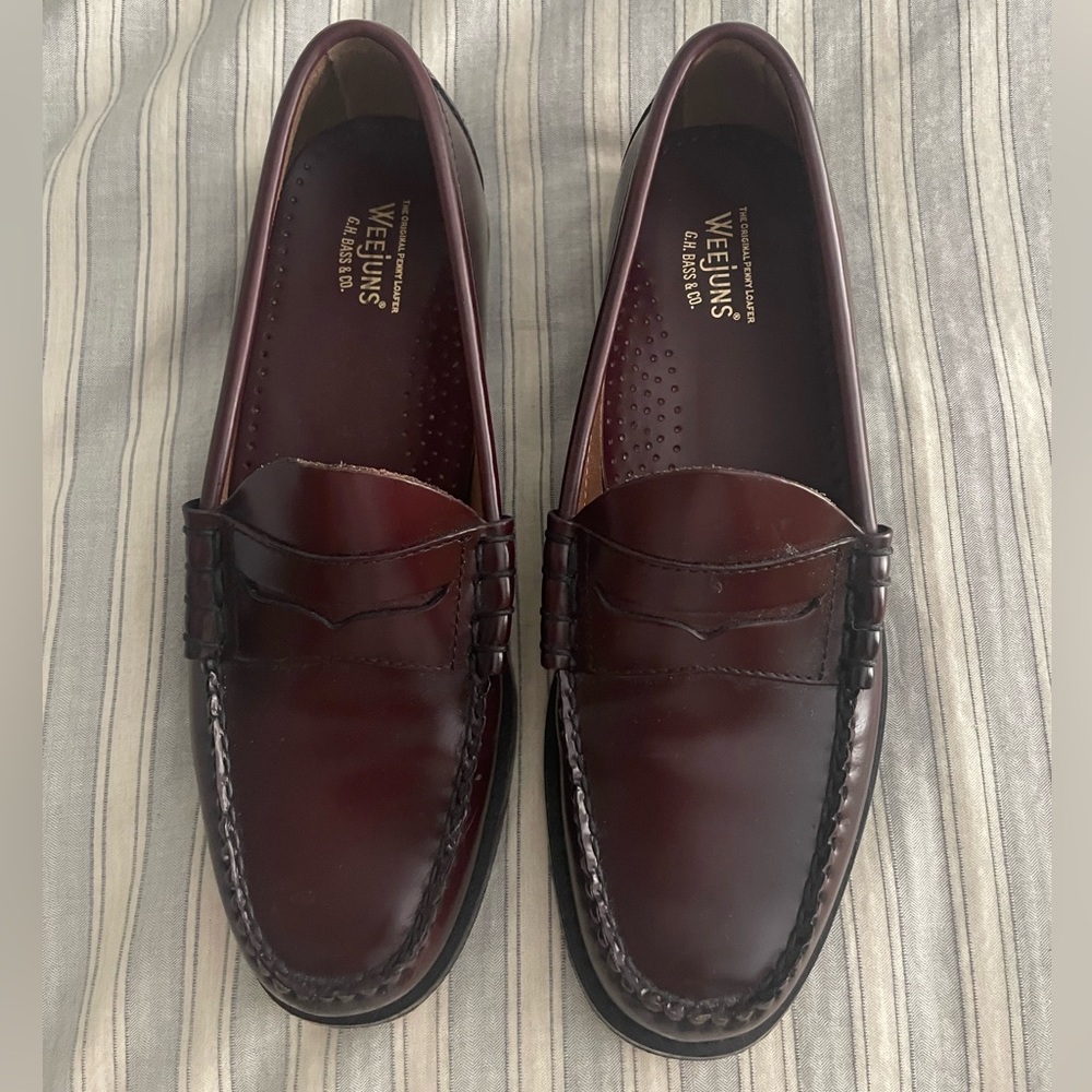 Bass Weejuns in burgundy.